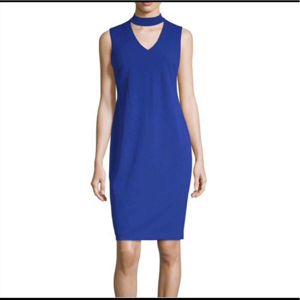 Calvin Klein Royal Blue Sleeveless Choker Dress
